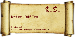 Krier Dóra névjegykártya